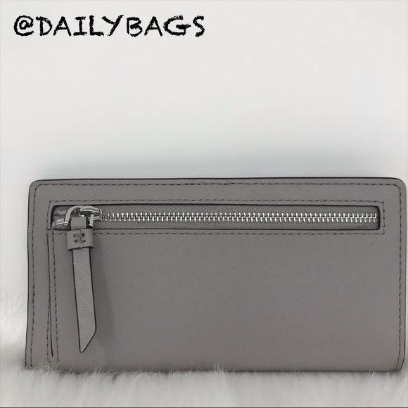 KATE SPADE LARGE SLIM BIFOLD WALLET TAUPE GRAY - Picture 4 of 6